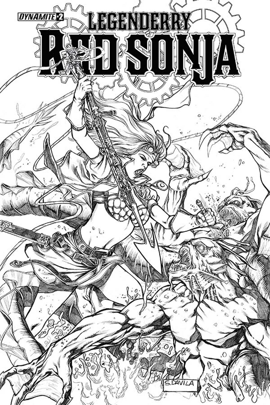 Legenderry Red Sonja #2 Cover B Incentive Sergio Fernandez Davila Black & White Cover