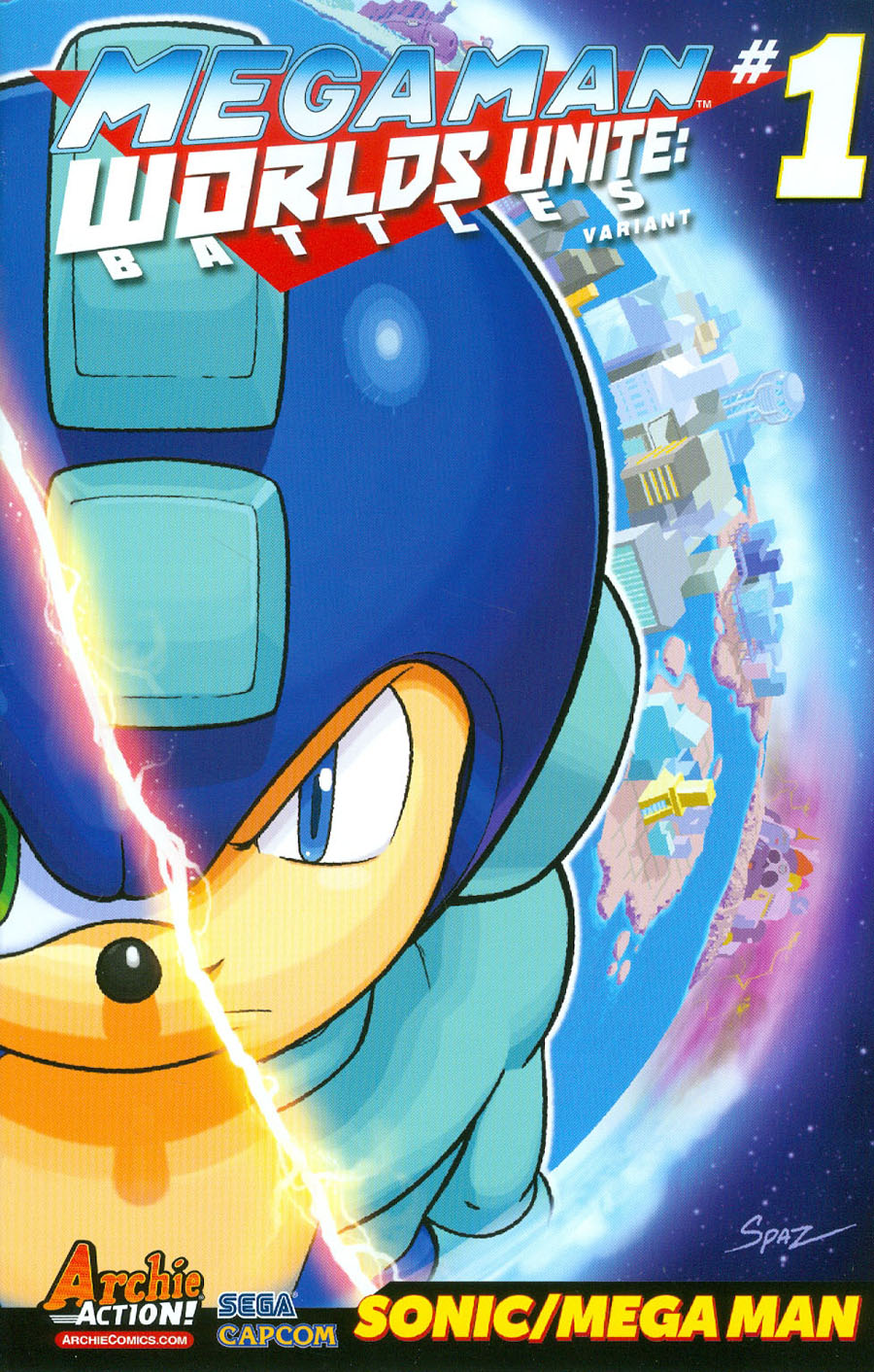 Mega Man Worlds Unite Battles #1 Cover C Variant Patrick Spaz Spaziante United Cover (Worlds Unite Tie-In)