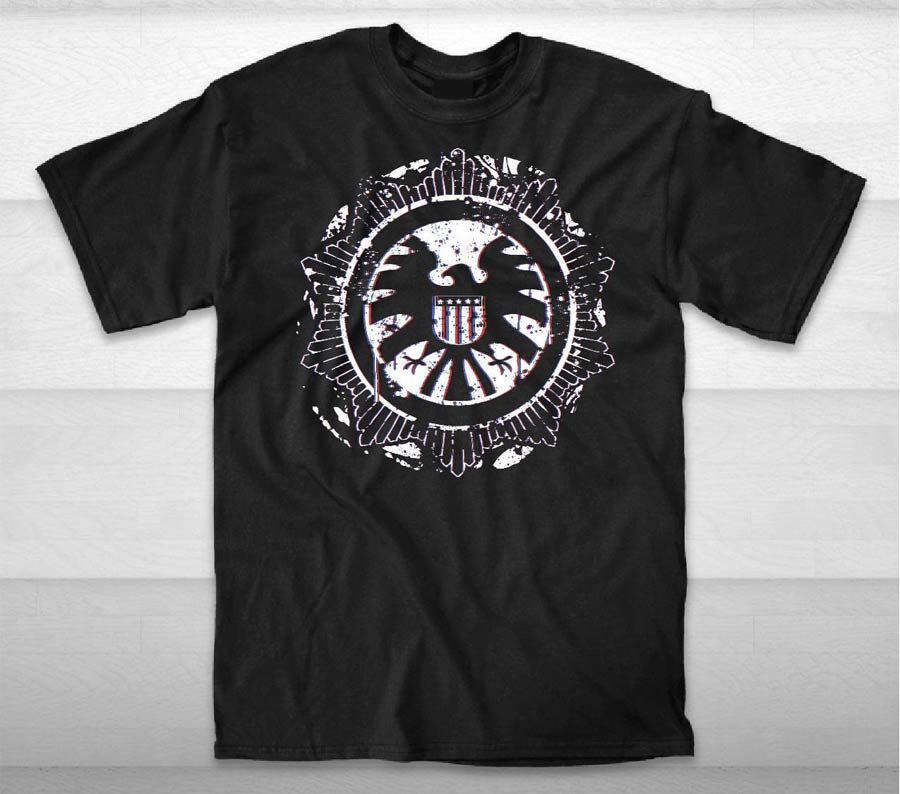 Marvel 3D S.H.I.E.L.D. Splat Black T-Shirt Large