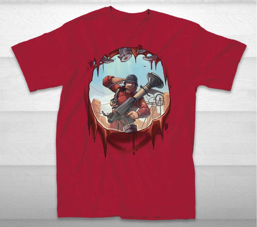 Team Fortress 2 Red Bang Soldier Salute Red T-Shirt Large