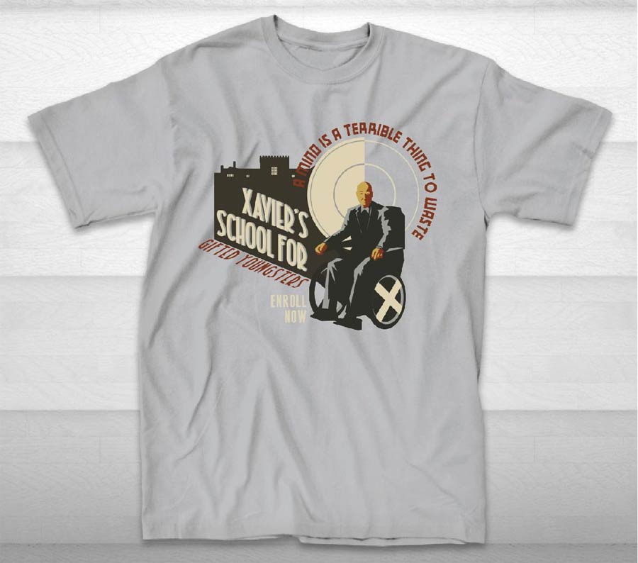 X-Men Xavier School Silver T-Shirt Large
