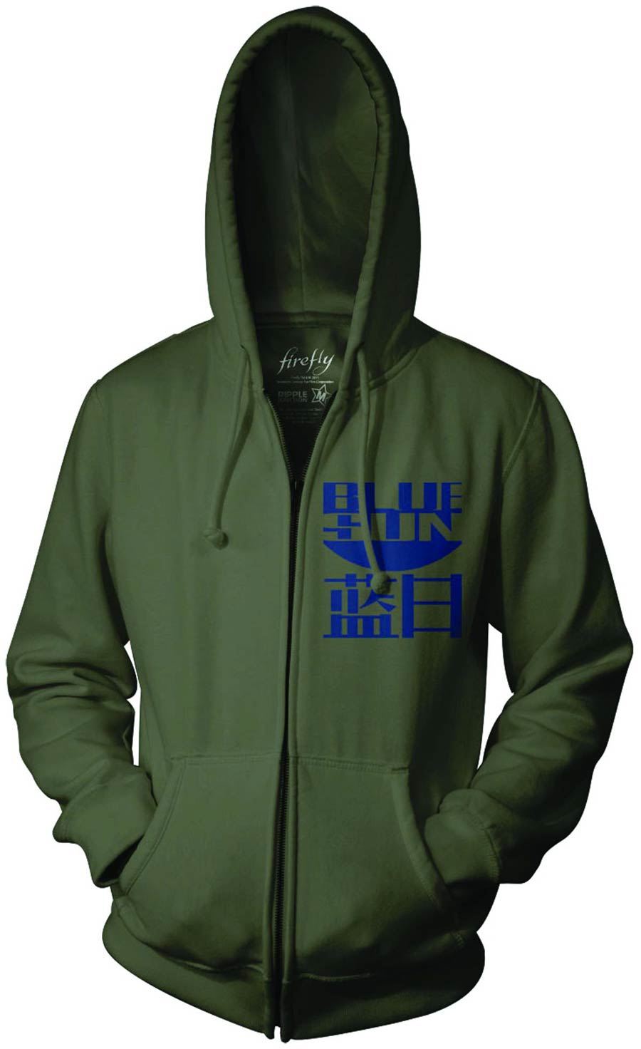 Firefly Blue Sun Dark Green Zip Hoodie Large