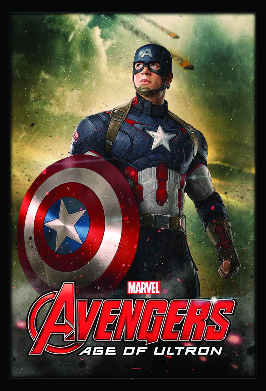 Avengers Age Of Ultron Framed Textured Poster - Captain America