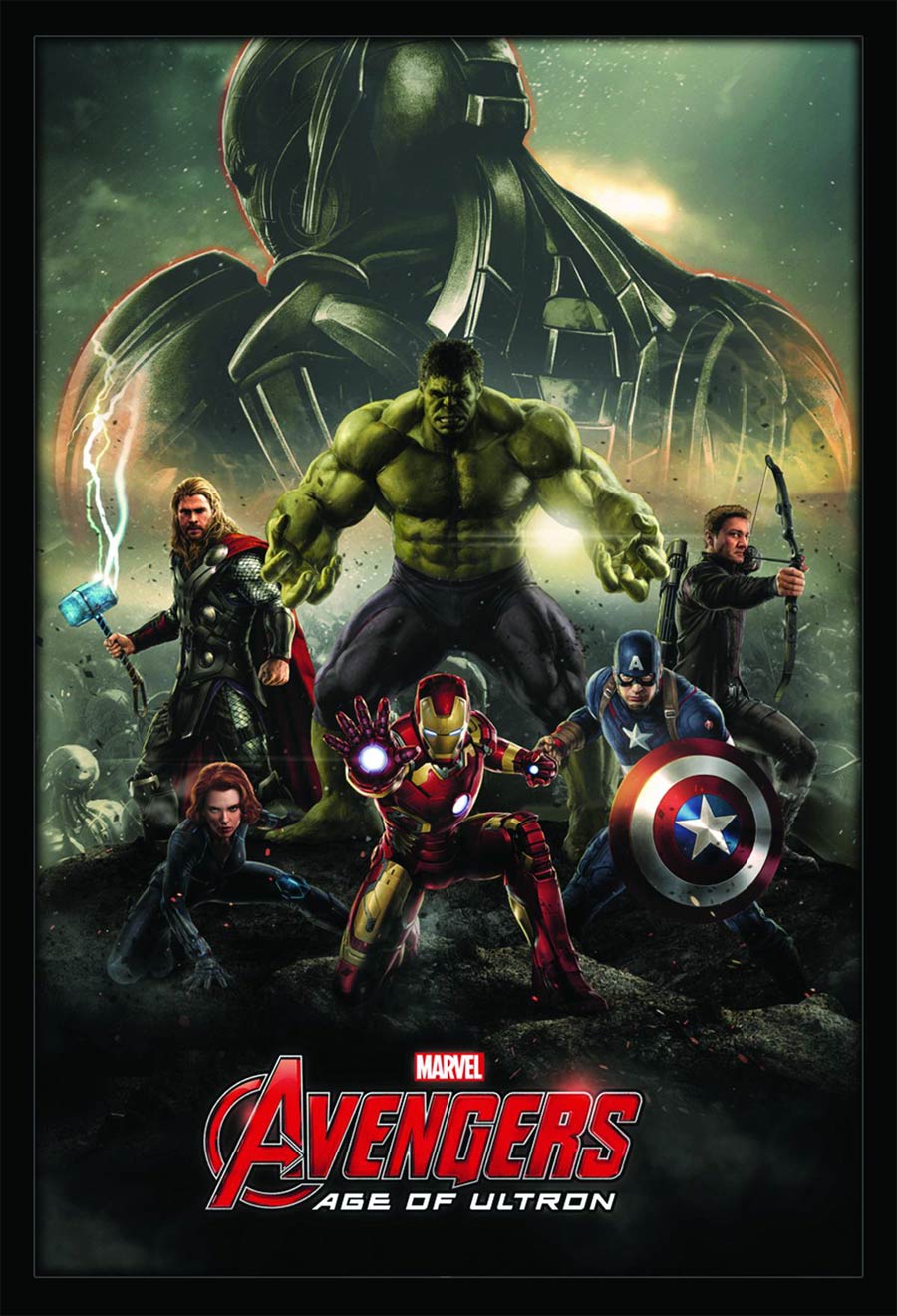 Avengers Age Of Ultron Framed Textured Poster - Group