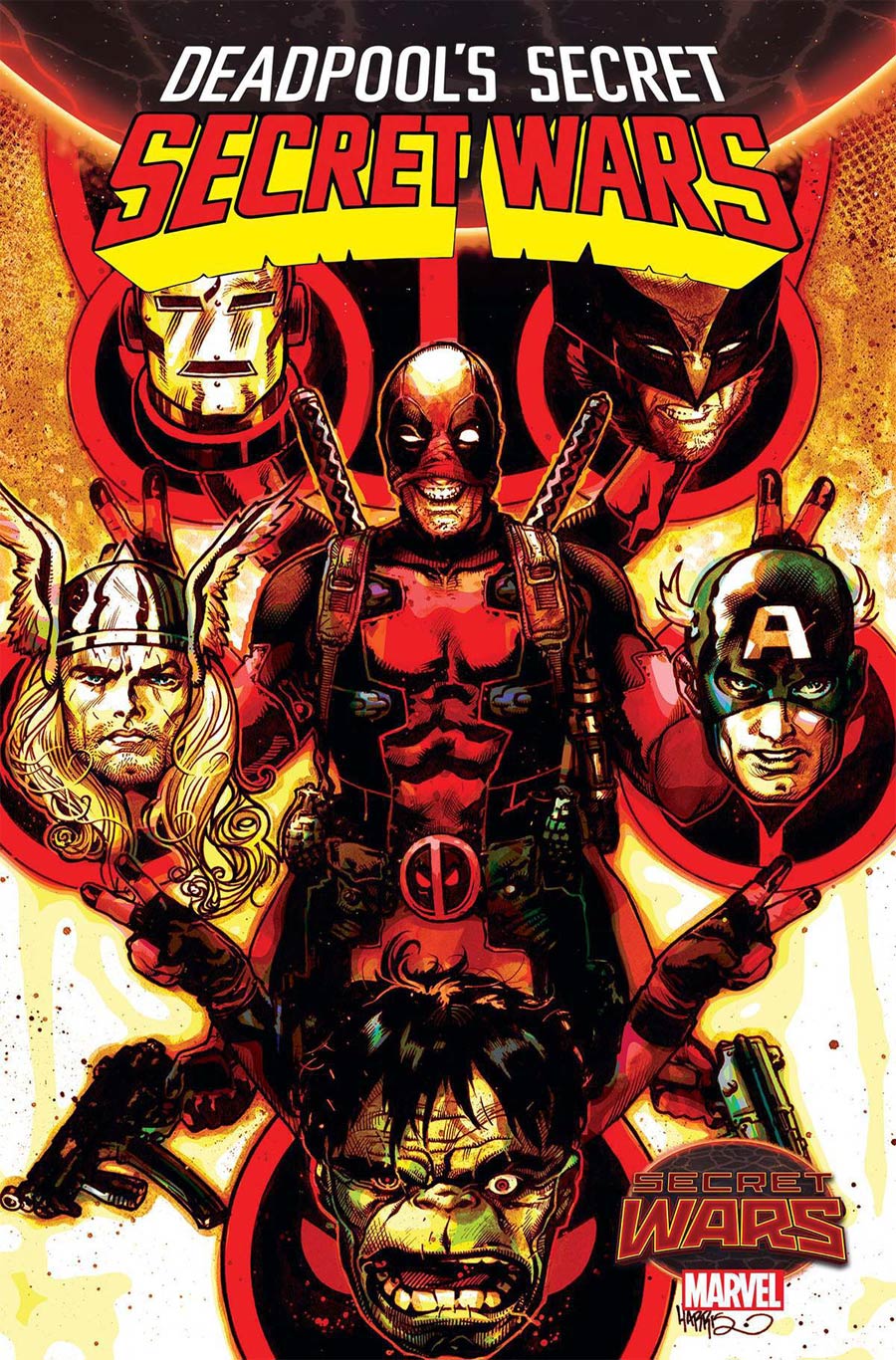 Deadpools Secret Secret Wars #1 Cover H DF Blood Red Signed By Cullen Bunn (Secret Wars Warzones Tie-In)