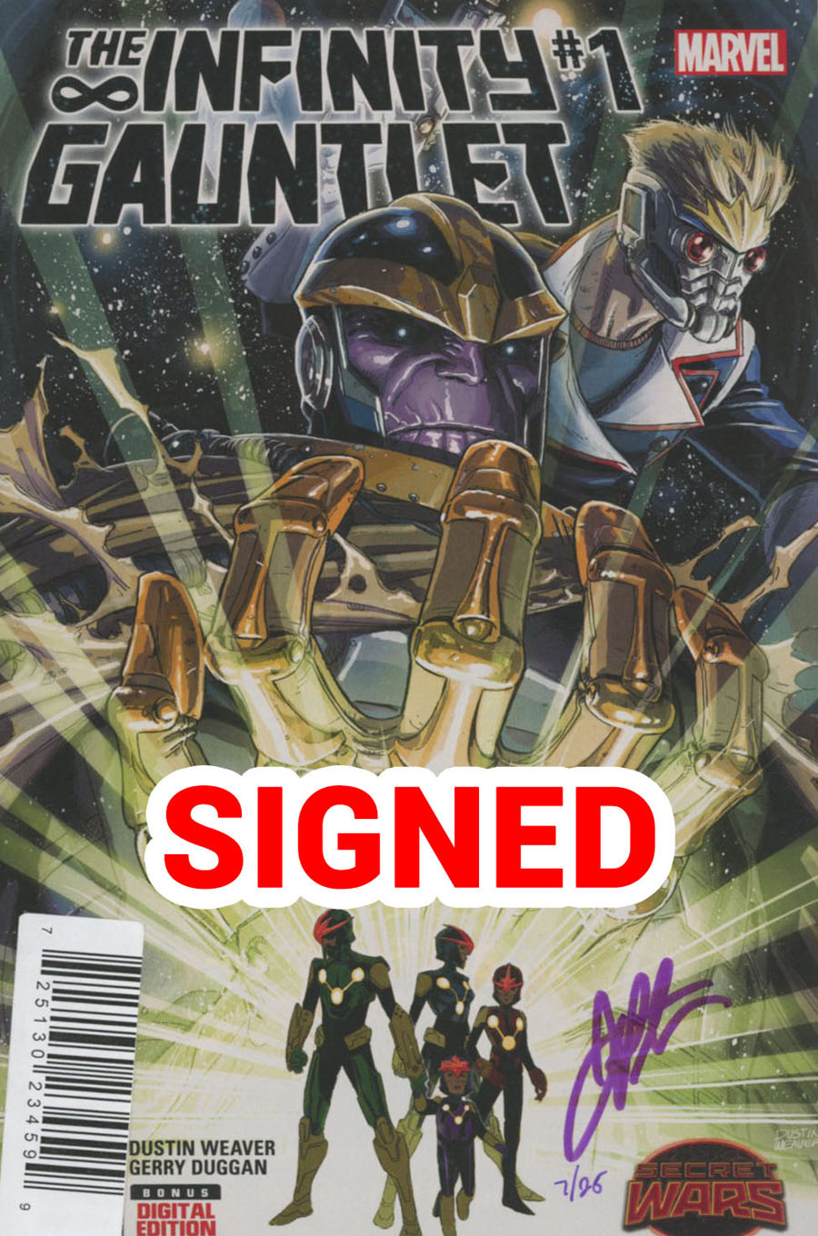 Infinity Gauntlet Vol 2 #1 Cover F DF Gold Signature Elite Series Signed By Jim Starlin (Secret Wars Warzones Tie-In)