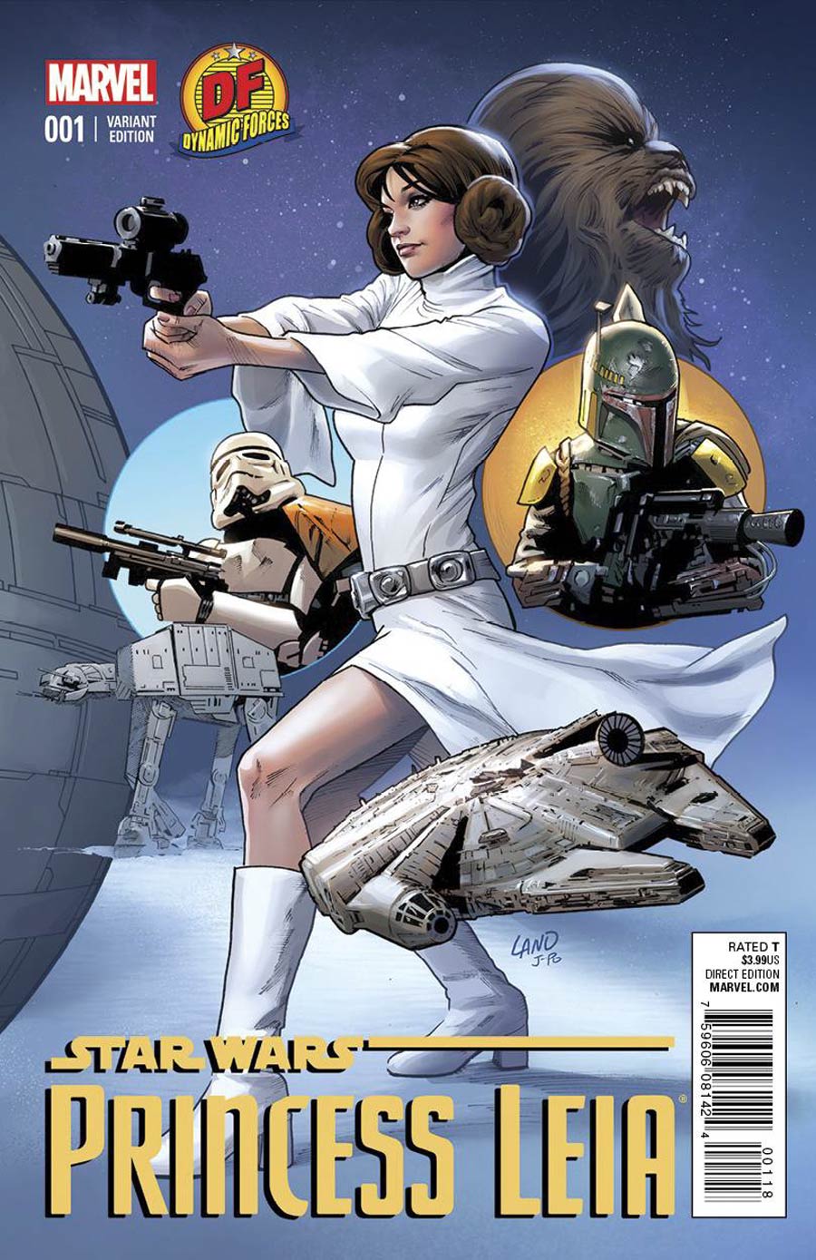 Princess Leia #1 Cover Z-K DF Exclusive Greg Land Connecting Color Variant Cover Lightsaber Silver Signed Edition By Terry Dodson