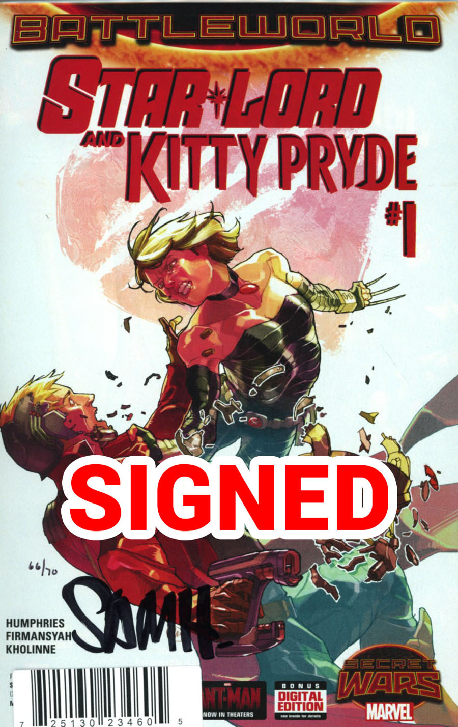 Star-Lord And Kitty Pryde #1 Cover C DF Signed By Sam Humphries (Secret Wars Battleworld Tie-In)