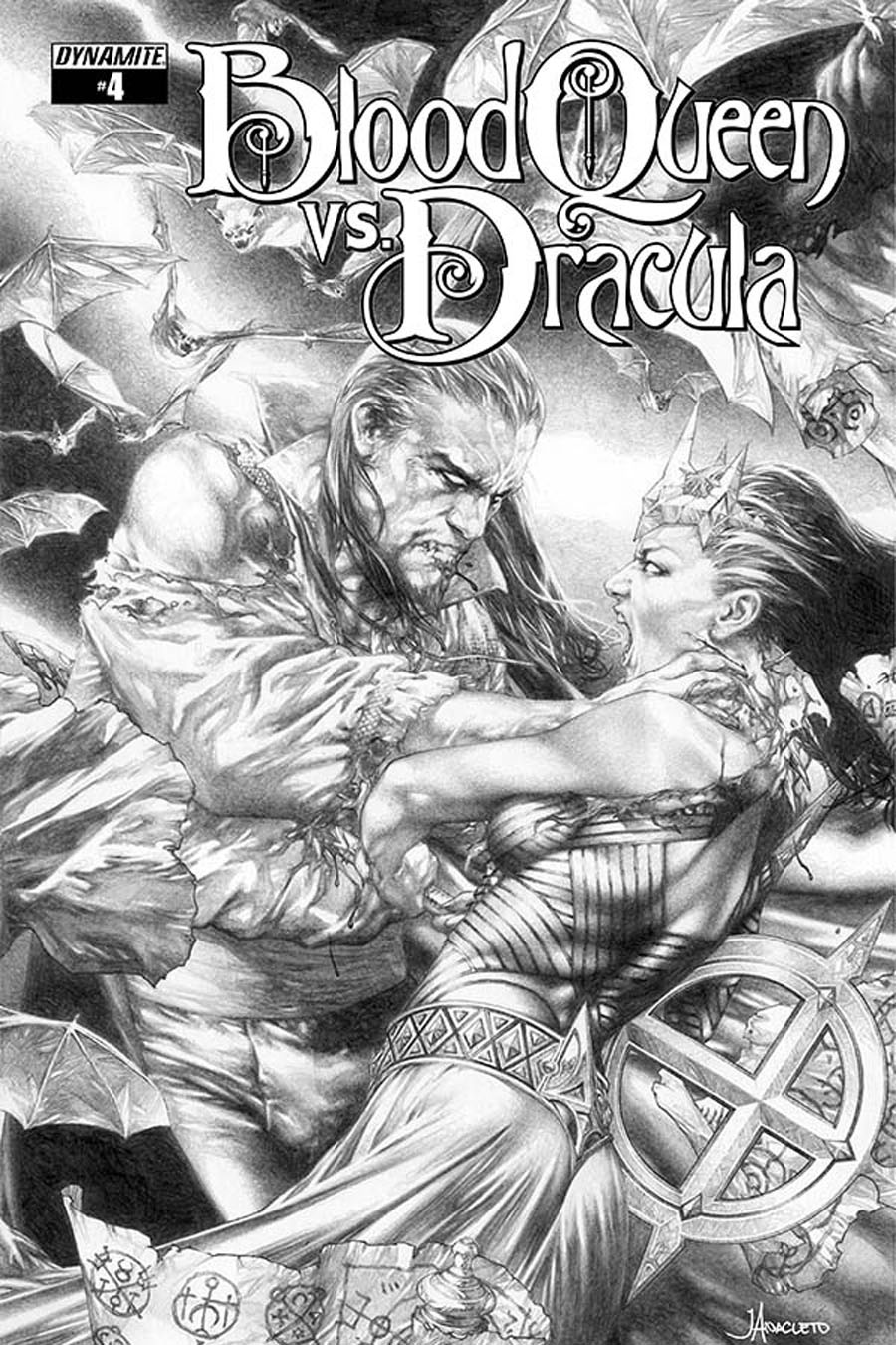 Blood Queen vs Dracula #4 Cover C Incentive Jay Anacleto Black & White Cover