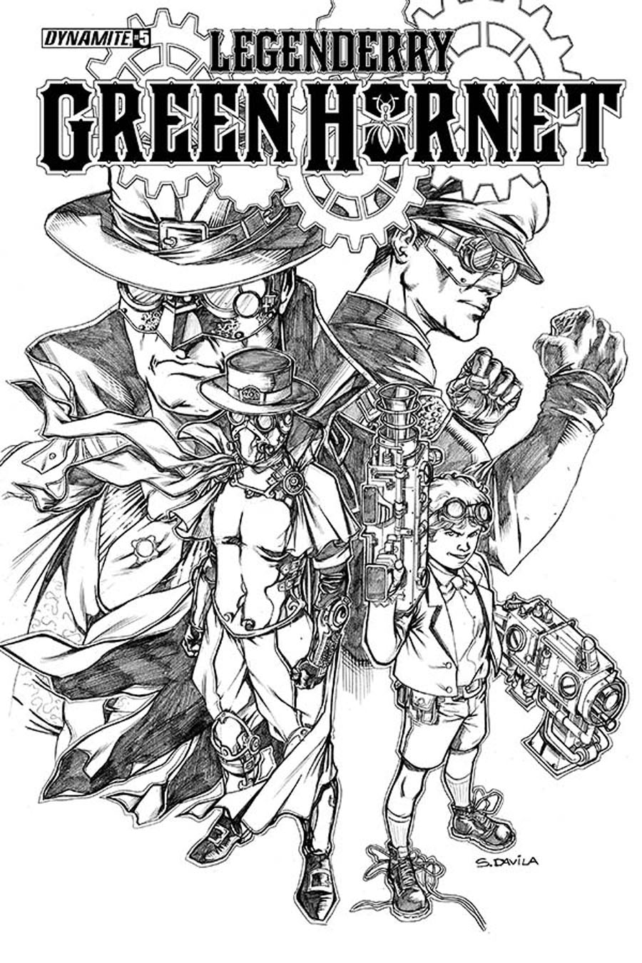 Legenderry Green Hornet #5 Cover B Incentive Sergio Fernandez Davila Black & White Cover