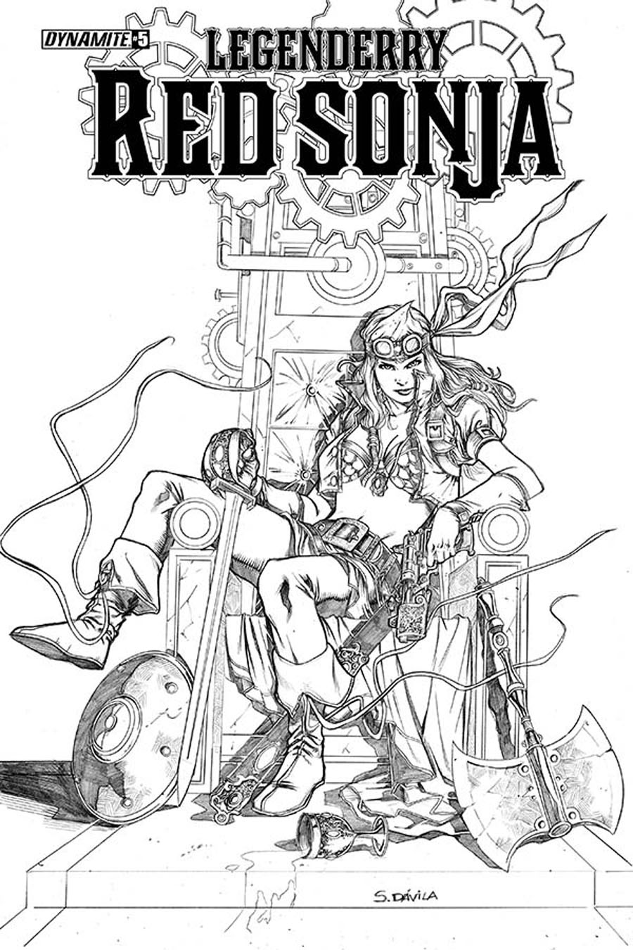 Legenderry Red Sonja #5 Cover B Incentive Sergio Fernandez Davila Black & White Cover