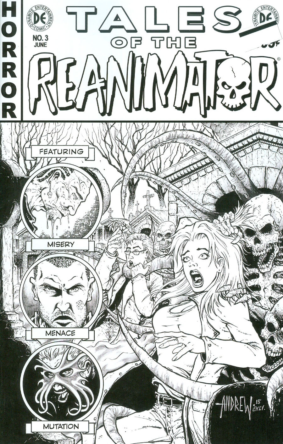Re-Animator #3 Cover C Incentive Andrew Mangum Black & White Cover
