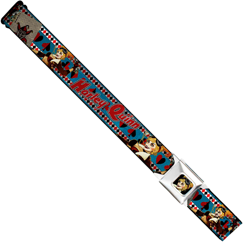 DC Comics Seatbelt-Style Belt 24-38 Inches - Harley Quinn Bombshell