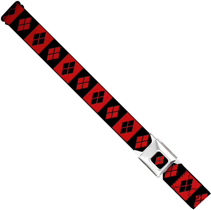 DC Comics Seatbelt-Style Belt 24-38 Inches - Harley Quinn Diamonds