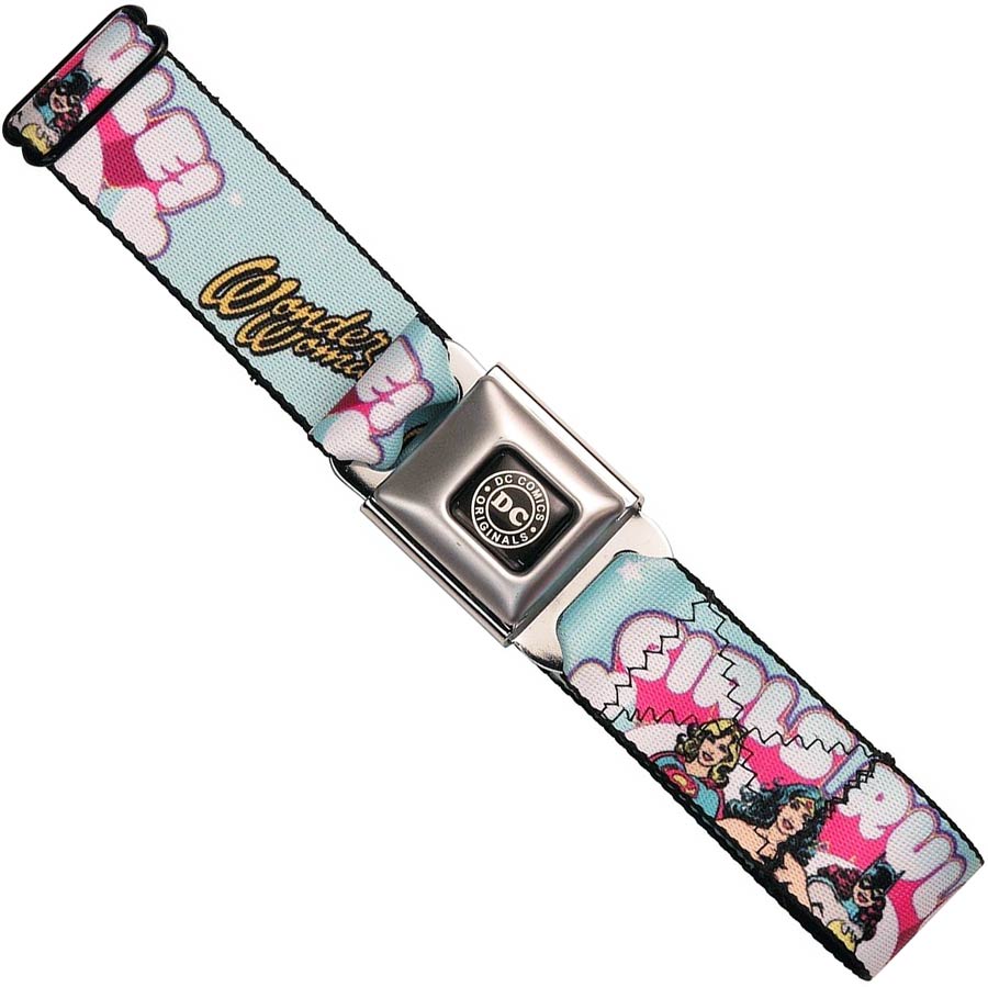 DC Comics Seatbelt-Style Belt 24-38 Inches - Superheroines GIRLS RULE
