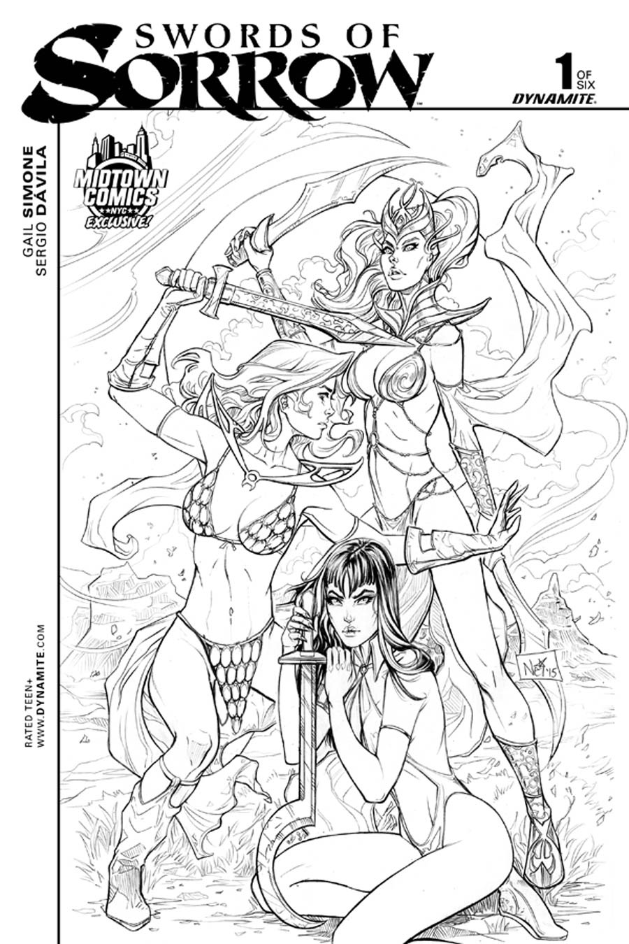 Swords Of Sorrow #1 Cover S Midtown Exclusive Nei Ruffino Black & White Cover