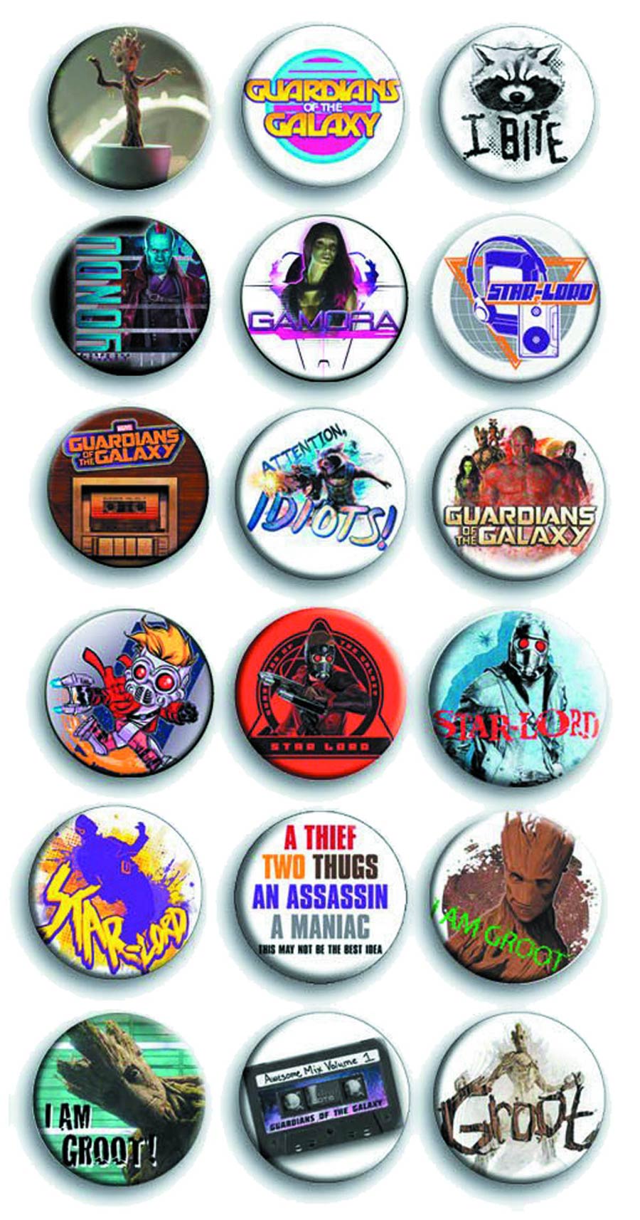 Guardians Of The Galaxy Button 144-Piece Assortment Case