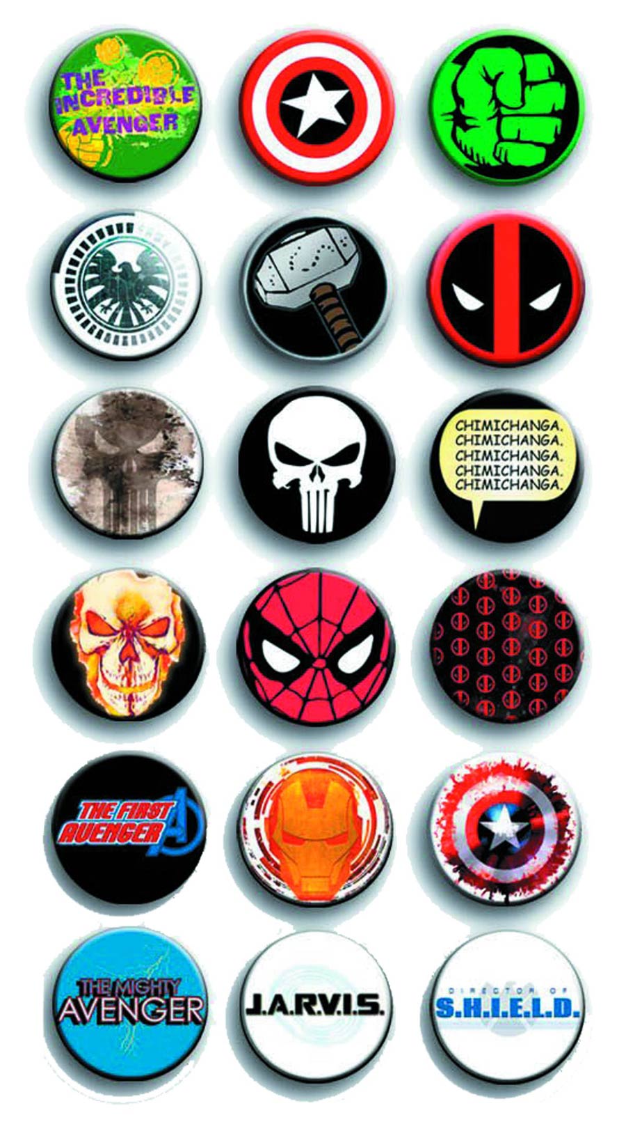 Marvel Comics Logos Series 1 Button 144-Piece Assortment Case
