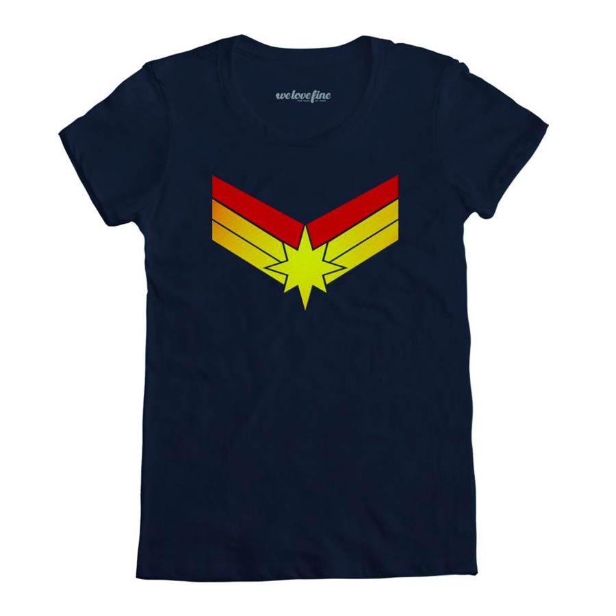 Captain Marvel Logo Navy Womens T-Shirt Large