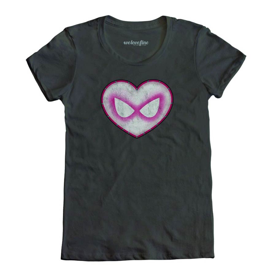 I Heart Spider-Gwen Charcoal Womens T-Shirt Large