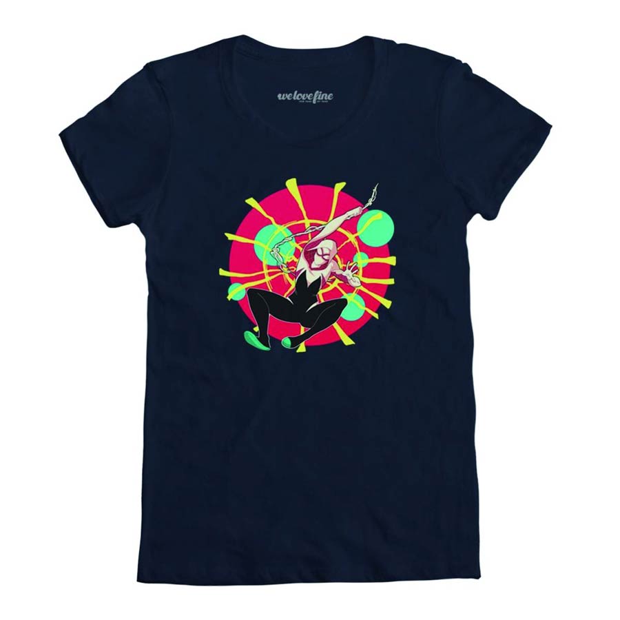 Spider-Gwen Spider-Senses Navy Womens T-Shirt Large