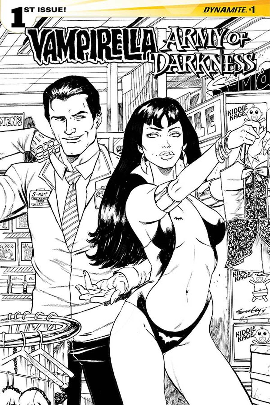 Vampirella Army Of Darkness #1 Cover D Incentive Tim Seeley Black & White Cover