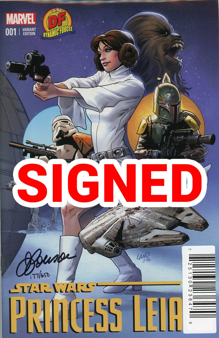 Princess Leia #1 Cover Z-M DF Exclusive Greg Land Variant Cover Signed By Justin Ponsor