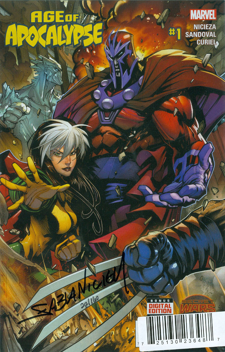 Age Of Apocalypse Vol 2 #1 Cover F DF Signed By Fabian Nicieza (Secret Wars Warzones Tie-In)