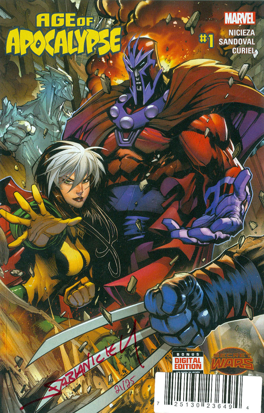 Age Of Apocalypse Vol 2 #1 Cover G DF Blood Red Signature Series Signed By Fabian Nicieza (Secret Wars Warzones Tie-In)