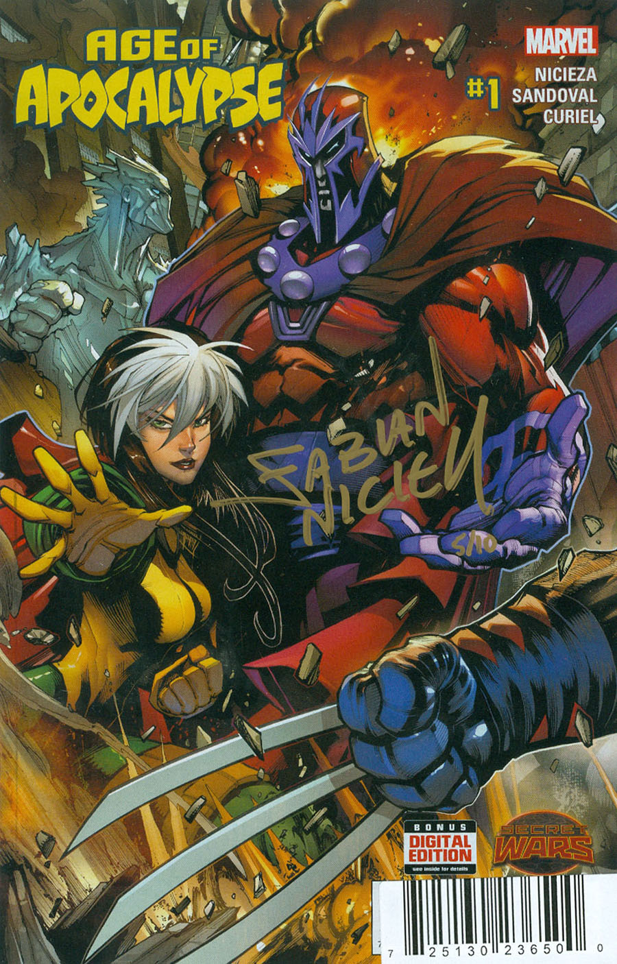 Age Of Apocalypse Vol 2 #1 Cover H DF Gold Elite Signature Series Signed By Fabian Nicieza (Secret Wars Warzones Tie-In)