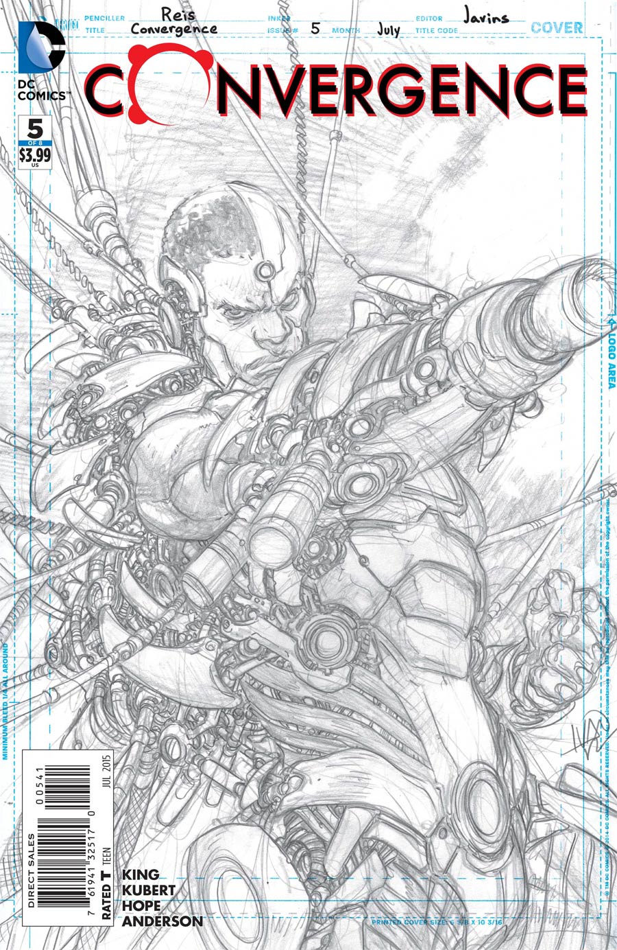 Convergence #5 Cover D Incentive Ivan Reis Cyborg Sketch Variant Cover