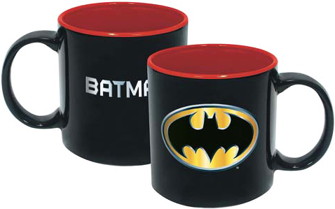 DC Comics 20-Ounce Black Ceramic Mug - Batman Iridescent Insignia With Red Interior