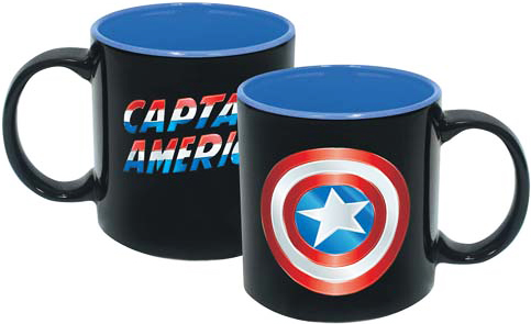 Marvel Comics 20-Ounce Black Ceramic Mug - Captain America Iridescent Shield
