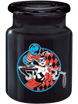 DC Comics 6-Ounce Glass Jar - Harley Quinn Checker Badge