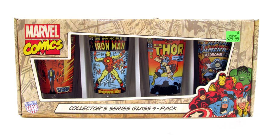 Marvel Comics Pint Glass 4-Pack - Vintage Covers