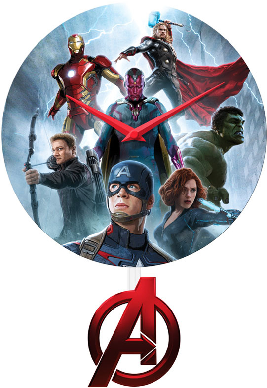 Marvel Comics 10-Inch Pendulum Wall Clock - Avengers Age of Ultron