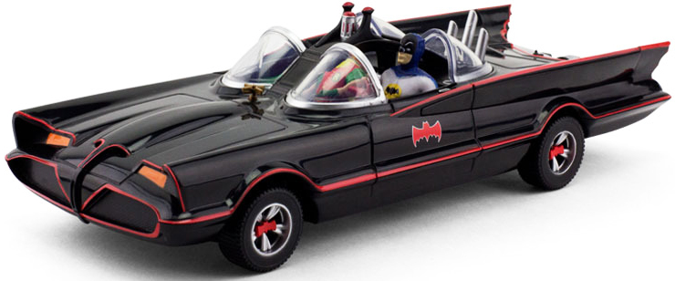 DC Comics 1966 Batmobile With Batman And Robin Mini Bendable Figures