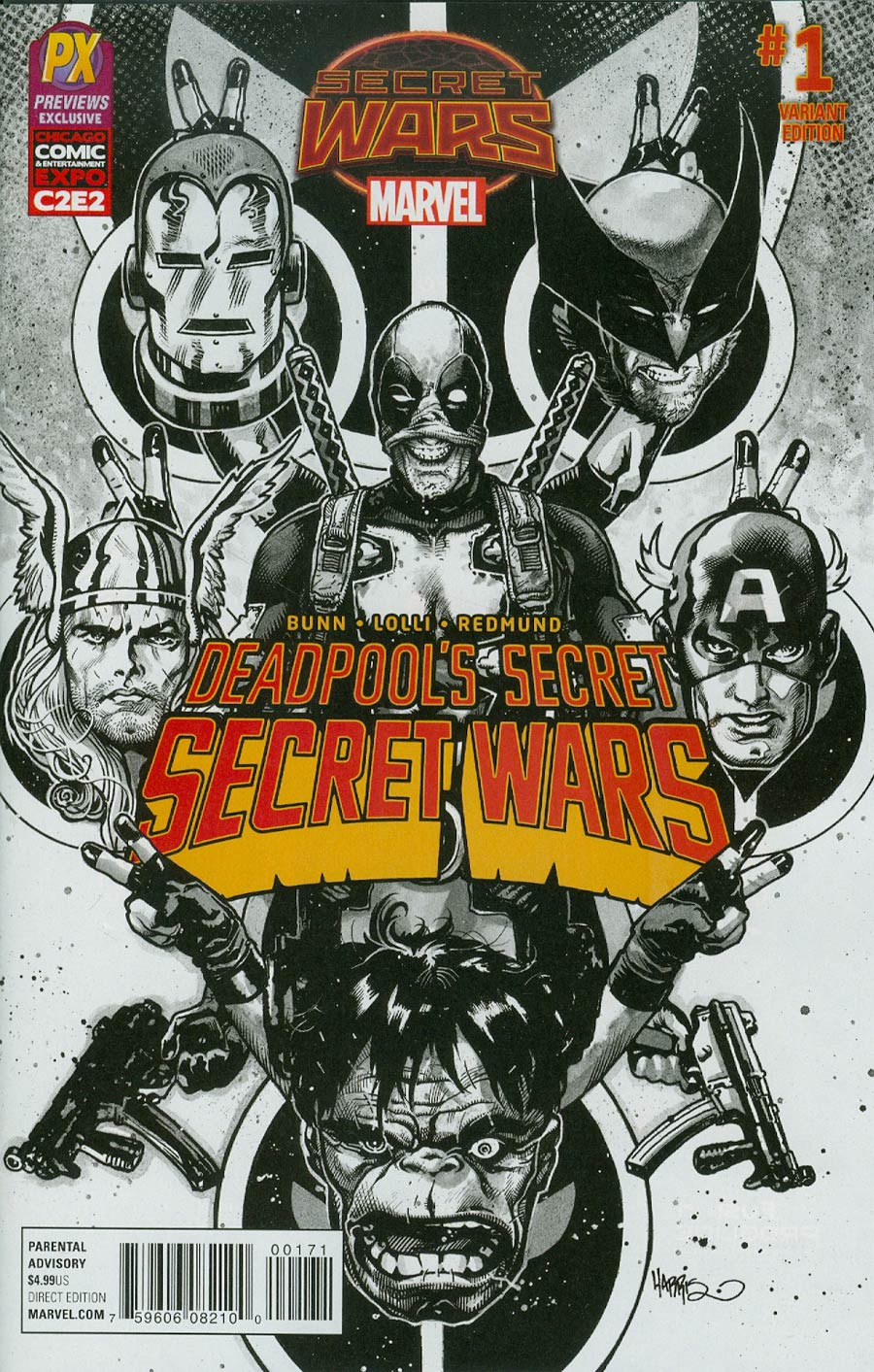 Deadpools Secret Secret Wars #1 Cover I C2E2 Previews Exclusive Inked Variant Cover (Secret Wars Warzones Tie-In)