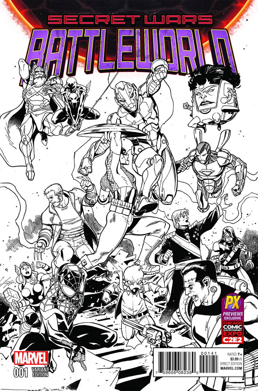 Secret Wars Battleworld #1 Cover E Paco Medina C2E2 Previews Exclusive Inked Variant Cover