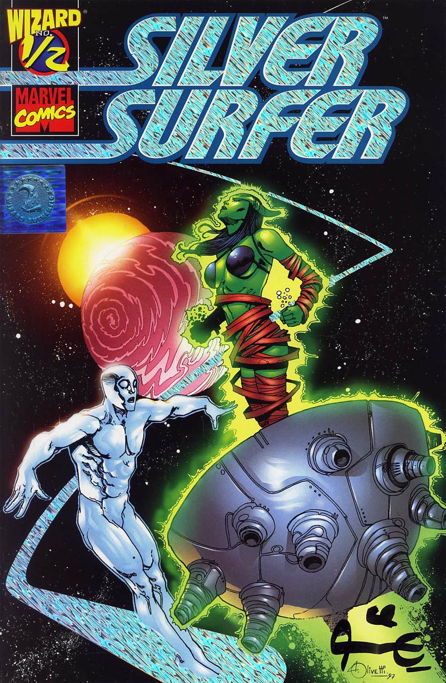 Silver Surfer Wizard #1/2 Signed Foil Edition With Certificate