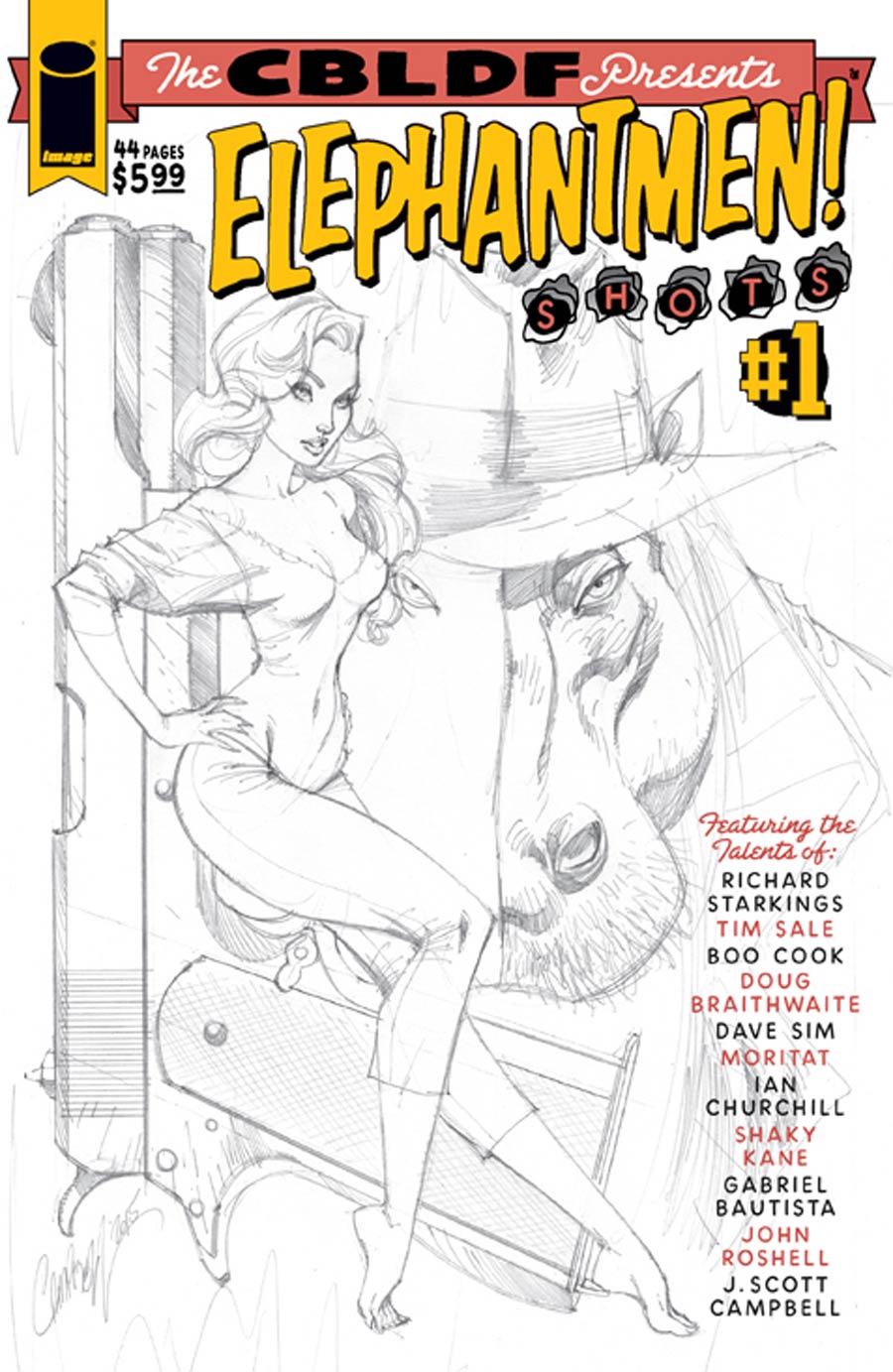 CBLDF Presents Elephantmen Shots #1 Cover C Incentive J Scott Campbell Sketch Variant Cover