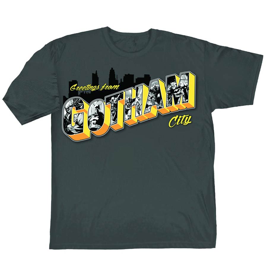 Batman Greetings From Gotham City Previews Exclusive Charcoal T-Shirt Large