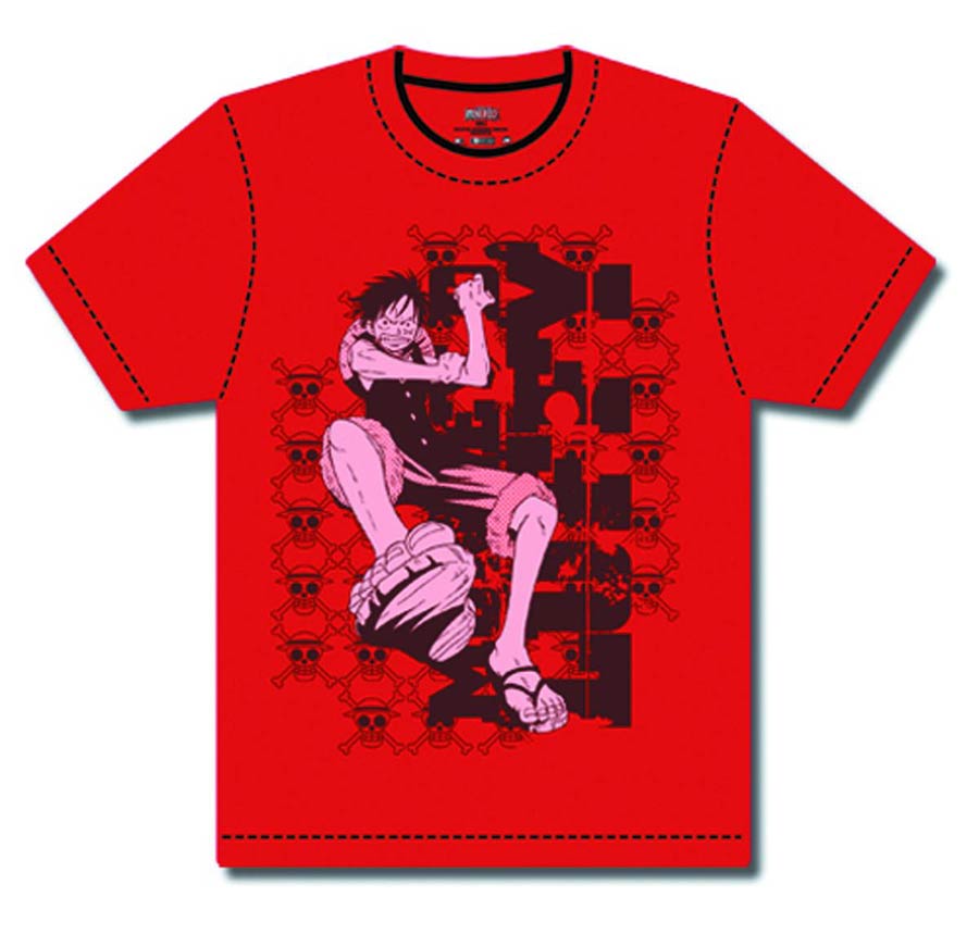 One Piece Luffy Red T-Shirt Large