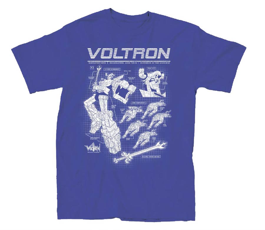 Voltron Blueprints Royal T-Shirt Large