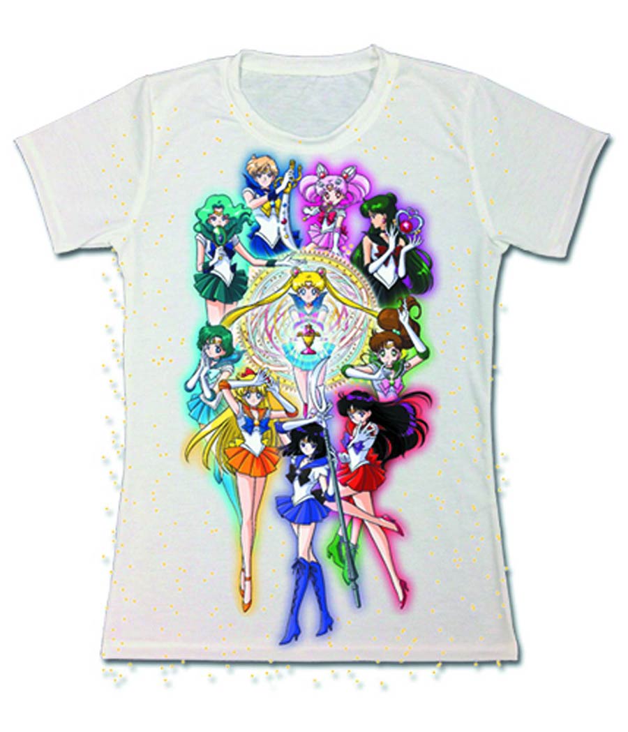 Sailor Moon S Group Full White Womens T-Shirt Large