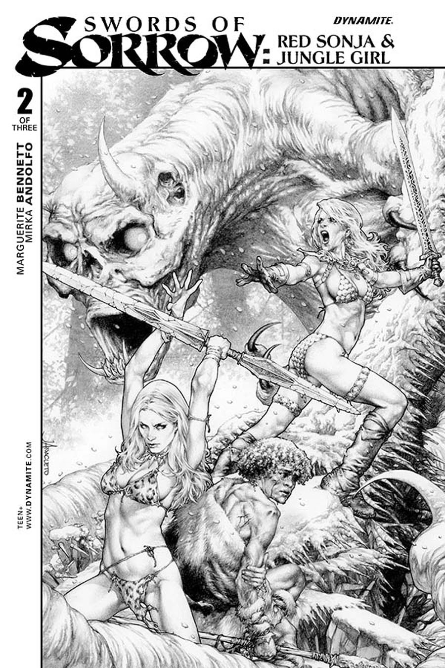 Swords Of Sorrow Red Sonja & Jungle Girl #2 Cover B Incentive Jay Anacleto Black & White Cover