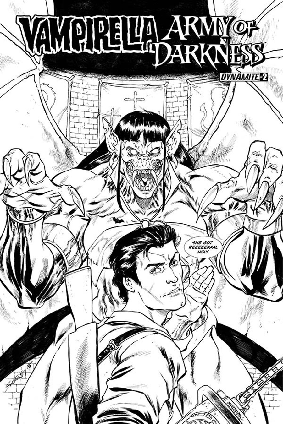 Vampirella Army Of Darkness #2 Cover C Incentive Tim Seeley Black & White Cover