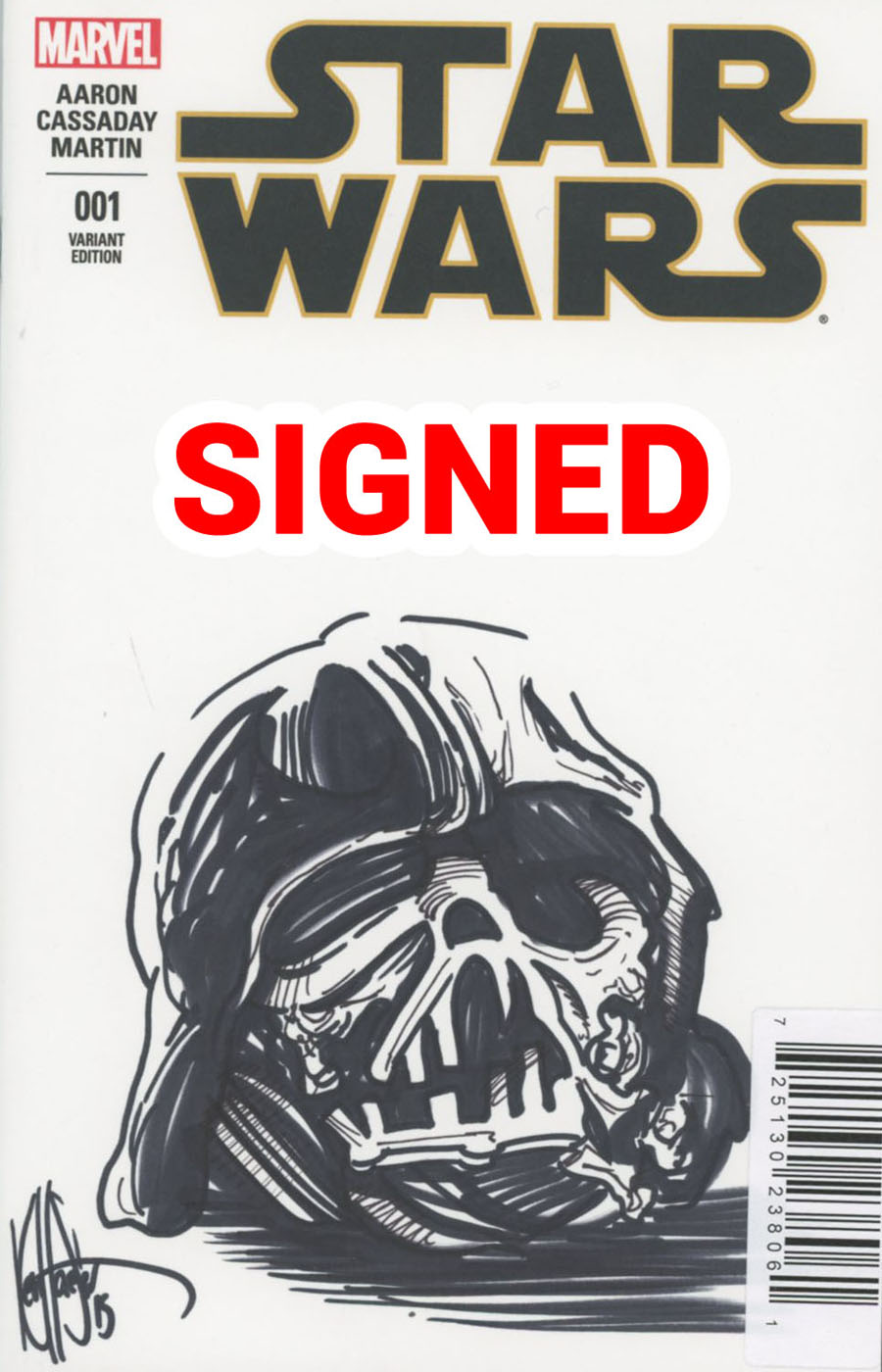 Star Wars Vol 4 #1 Cover Z-Z-V DF Ken Haeser Signed & Remarked With A Darth Vader Crushed Helmet Hand-Drawn Sketch Variant Cover