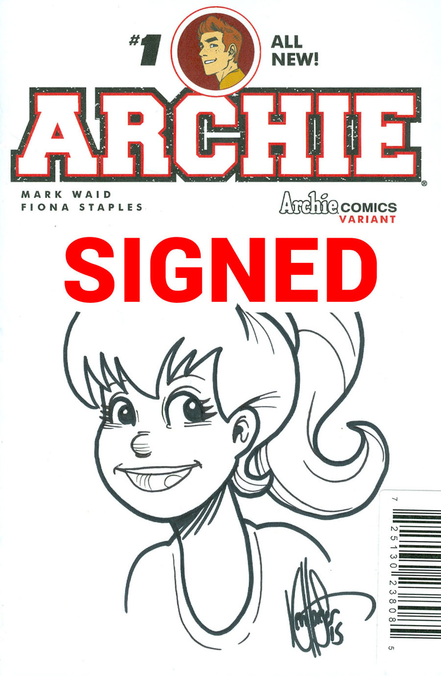 Archie Vol 2 #1 Cover Z-E DF Ken Haeser Signed & Remarked With A Classic Betty Hand-Drawn Sketch Variant Cover