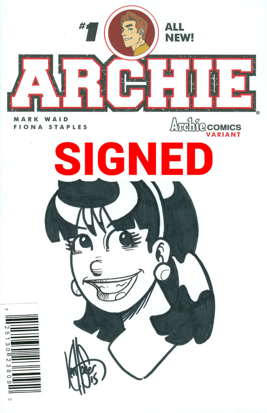 Archie Vol 2 #1 Cover Z-F DF Ken Haeser Signed & Remarked With A Classic Veronica Hand-Drawn Sketch Variant Cover